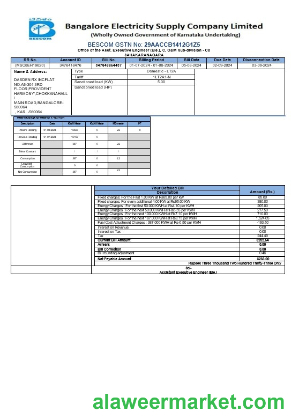 INDIA BESCOM business utility bill Word and PDF template-cac trang a xoa